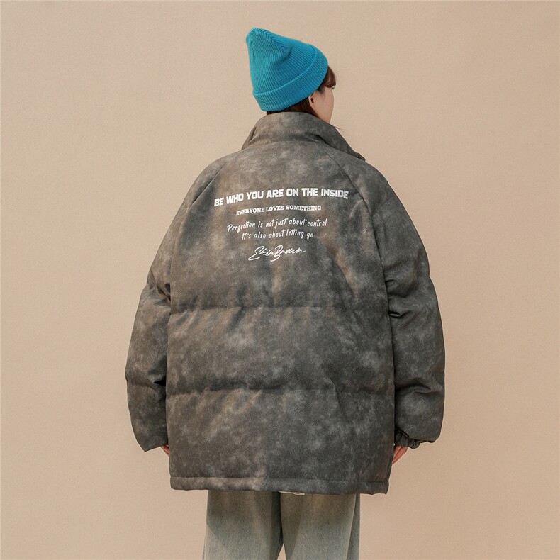 1立领PU皮复古做旧金属印花字母大码M-5XL棉衣男MY77732P130控178，男装棉衣，星座226-2