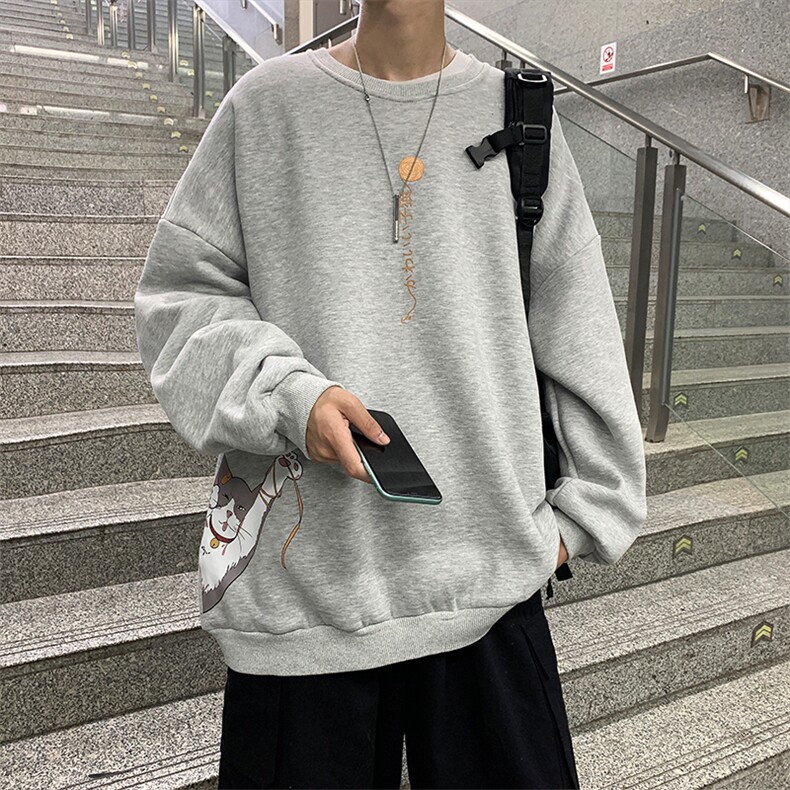 S6013-P35 春季圆领卫衣男大码韩版宽松长袖外套男图片