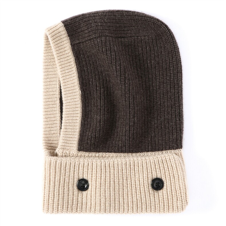 2025年秋季秋冬时尚百搭通勤简约休闲五股元宝针加厚连体帽，帽子，众皇羊绒