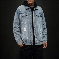 jk675-p75M-5XL黑墙ins牛仔夹克拉链破洞大码男日系CITYBOY，男装夹克，星座103A