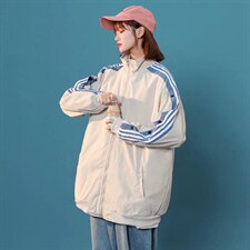 夹克女潮流ins条纹运动排扣飞行员痞帅炸街棒球服外套WT8818-P45，男装夹克，星座1008-1