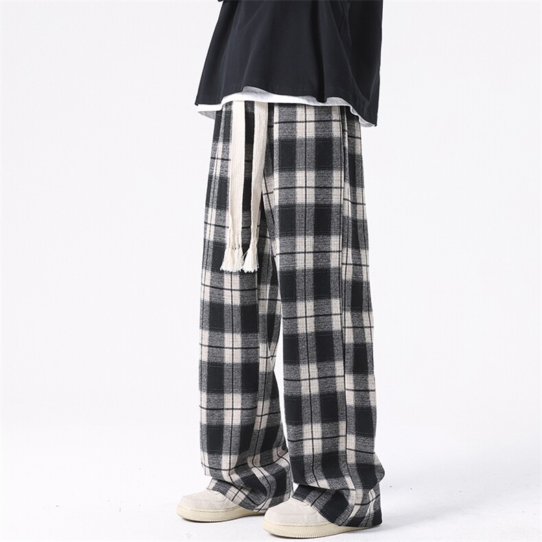 8XL-M特大码休闲裤男加肥加大码格子裤阔腿裤K917p68控88,男装休闲裤,电商D206-1