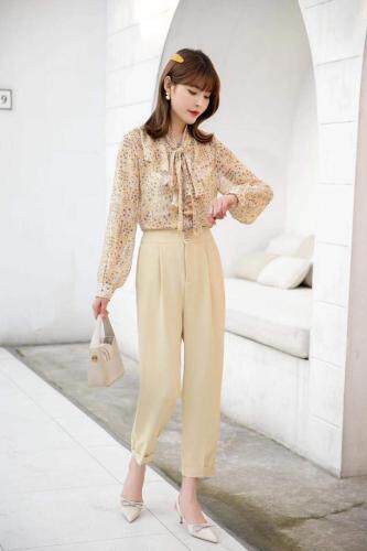 【现货】春夏新款花边衬衫配西装裤，女装衬衫，笑思源