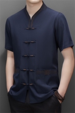 2024风唐装短袖衬衫男夏季中老年风新中式汉服MJ5103-P65，男装衬衫，星座1105-3