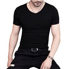 夏季纯色短袖圆领T恤男紧身肌肉男精神小伙健身粉色T9512，男装T恤，星座1207