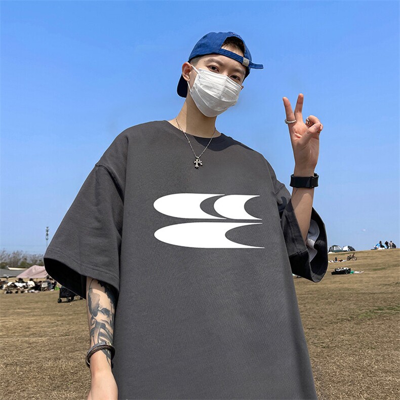 抖音得物二开现货供应220克夏装重磅美式高街宽松短袖t恤MT79图片