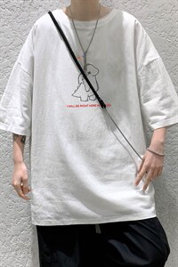 YT26140-P30 亚短袖t恤男大码五分袖男宽松七分袖 港风模特图片