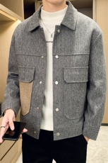 男新款呢子大衣秋冬妮子毛呢拼色宽松夹克外套A236-JK-5097-P135，男装夹克，电商A236