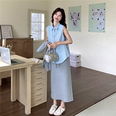 现货新款衬衫背心卫衣半裙套装三件套26165P185K288，女装套装/套裙，2D035