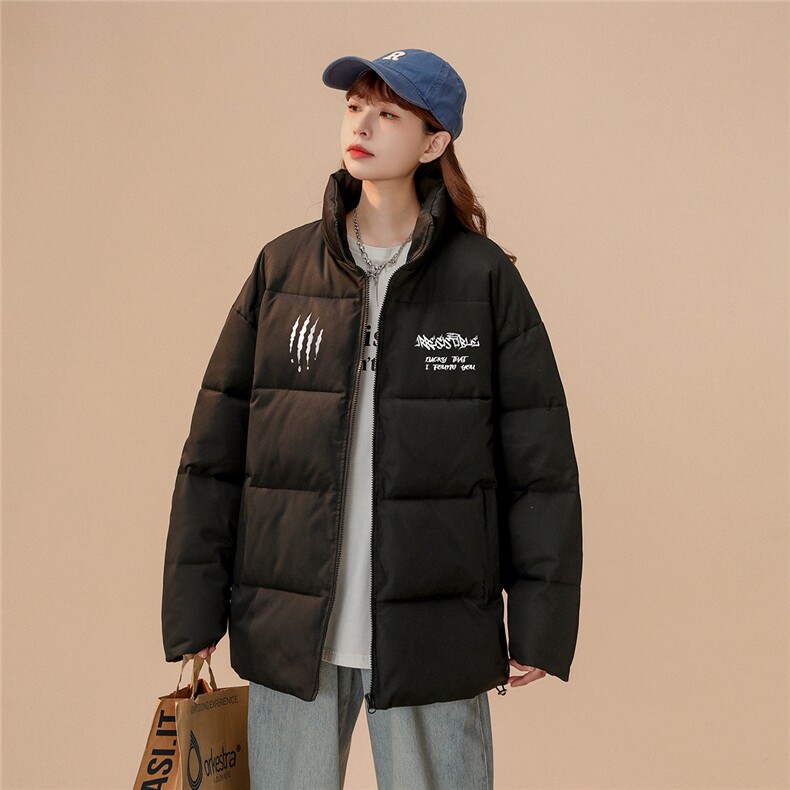 中性风22冬季潮流港风字母印花立领棉服TPMY57P65控99特批无差价,男装棉衣,A247A