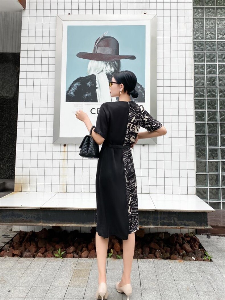 夏季拼接连衣裙，女装连衣裙，M&G