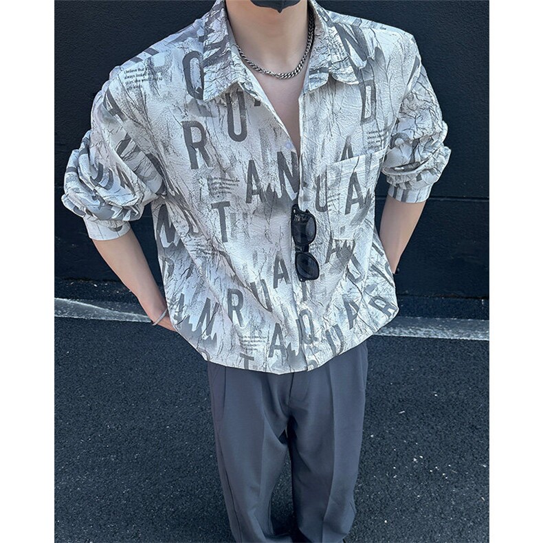 美式高街宽松衬衫潮流休闲上衣A086-CS2202-P40,男装衬衫,电商基地A086