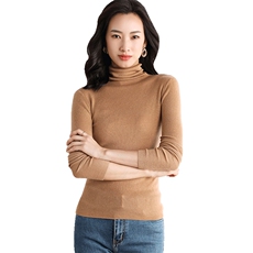 修身纯色高领毛衣女2024秋季新款时尚长袖针织衫，女装针织衫/毛衣，佳绒包芯纱店