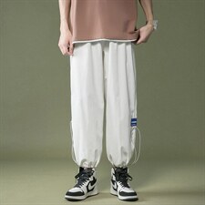 2024夏季新款港风中性风宽松大码冰感透气束脚休闲裤1537-P35,男装休闲裤,星座914-3