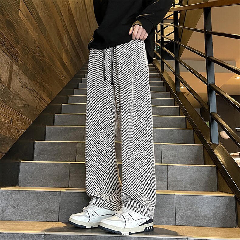 K1081-P35抖音春秋季百搭阔腿裤宽松慵懒感直筒裤休闲运动裤,男装西裤,星座1706