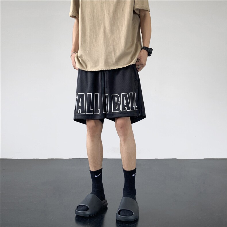 2025夏季美式字母印花开衩四分篮球裤 M~5XL XZ604-DK302-P25控39图片