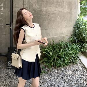 小香风无袖马甲半身裙套装女夏巨好看轻熟风小众两件套爆款超火图片