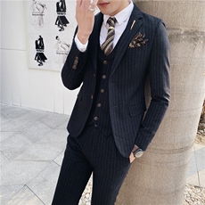 条纹西装男套装礼服三件套商务正装西服SJT-X30-P285，男装西服，星座1012