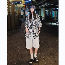 衬衫男士短袖韩版潮痞子帅气百搭印花2024秋夏ins外套CY844-P29，男装衬衫，星座412-2