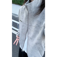 特批50数据款飞行夹克双拉链小标设计感教练翻领PU皮外套JK3050，男装夹克，电商A128