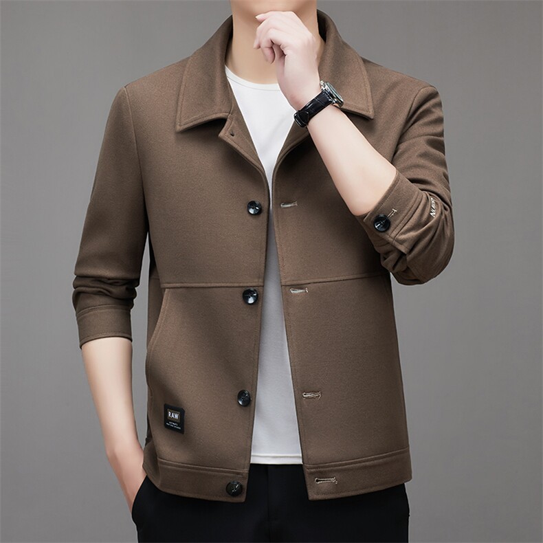 2024年秋冬季新款宽松休闲磨毛夹克男士翻领外套中青年加厚茄克衫，男装夹克，钱塘723