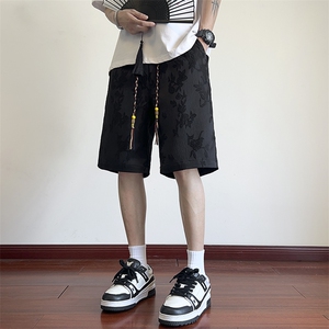 特批P25无差价夏季新中式风编织肌理感复古五分短裤男DK2169图片