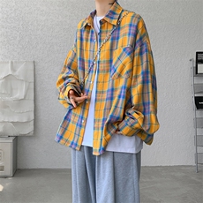 现货CS7128-P35特控58早秋大码宽松格子衬衫外套，男装衬衫，电商D232
