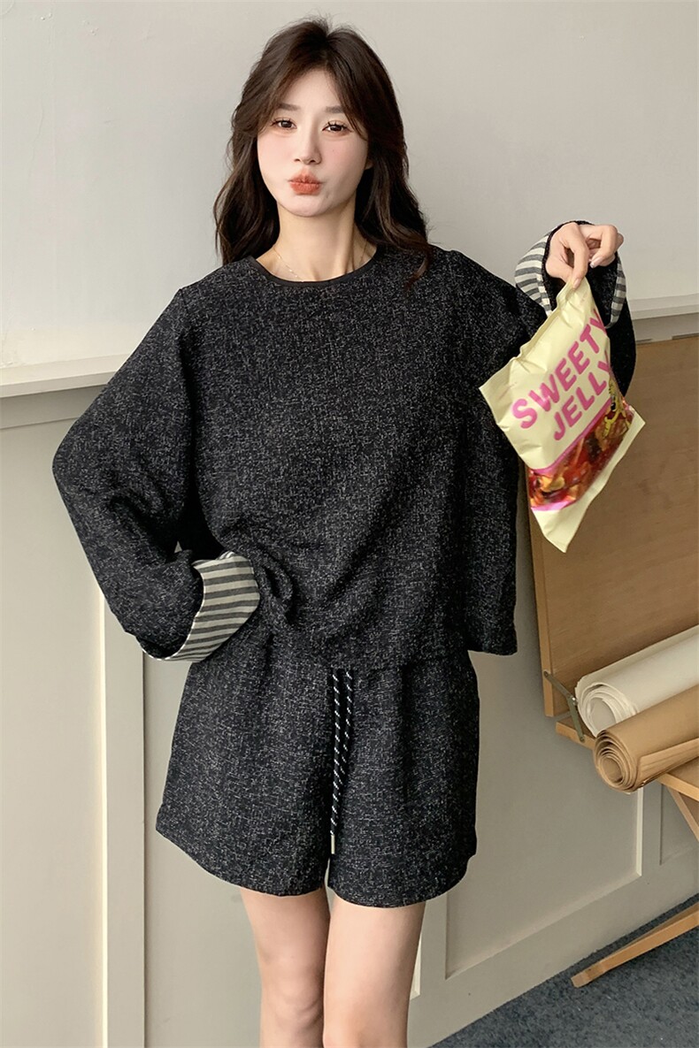 【新款现货】小香风黑色拼条纹套装088-7702p145k198,女装套装/套裙,2C088