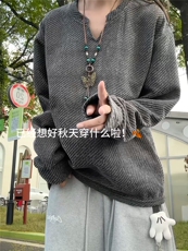 XZ809A/SYR49/特P24/控48小香风银丝V领长袖T恤卫衣，男装T恤，星座809A(原222-1)