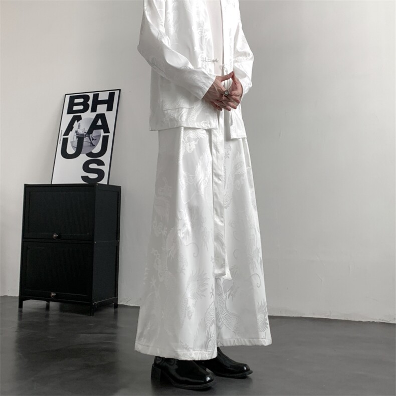 2025秋冬新中式龙纹阔腿裤加厚保暖K375（常规P55厚款P65）,男装棉衣,电商A057