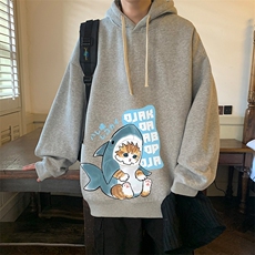 纯棉连帽卫衣男大码运动帽衫宽松薄WY2217-P35加绒款-P40，男装卫衣，电商A040
