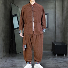 男士外套灯芯绒夹克套装盘扣立领风XZ1512-2502套装-P130，男装夹克，星座1512