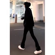 纯黑色高腰微喇牛仔裤男裤子美式高街vibe修身直筒裤A121-P50，男装牛仔裤，星座1007（原301D）