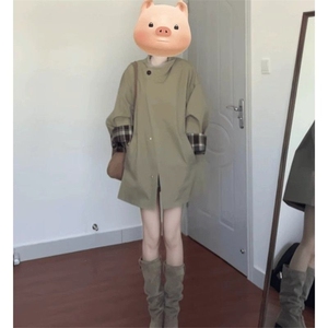 【原版做法】早秋卡其色风衣外套女2025春秋新款中长款小个子大衣图片