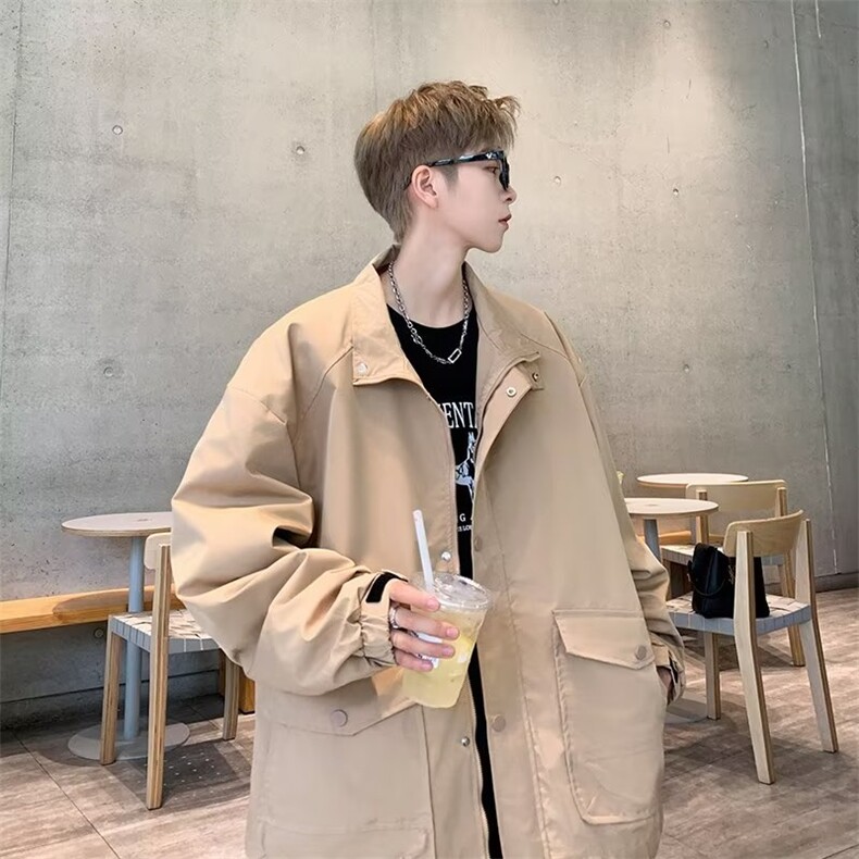翻领纯色夹克男士春秋季百搭长袖休闲外套港风痞帅上衣服JK7816,男装夹克,星座1116A-1（原606A）