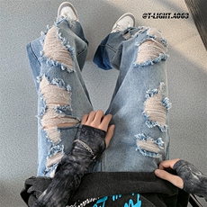 美式ins高街小众夏季破洞牛仔裤货号K729P60，男装牛仔裤，电商A063
