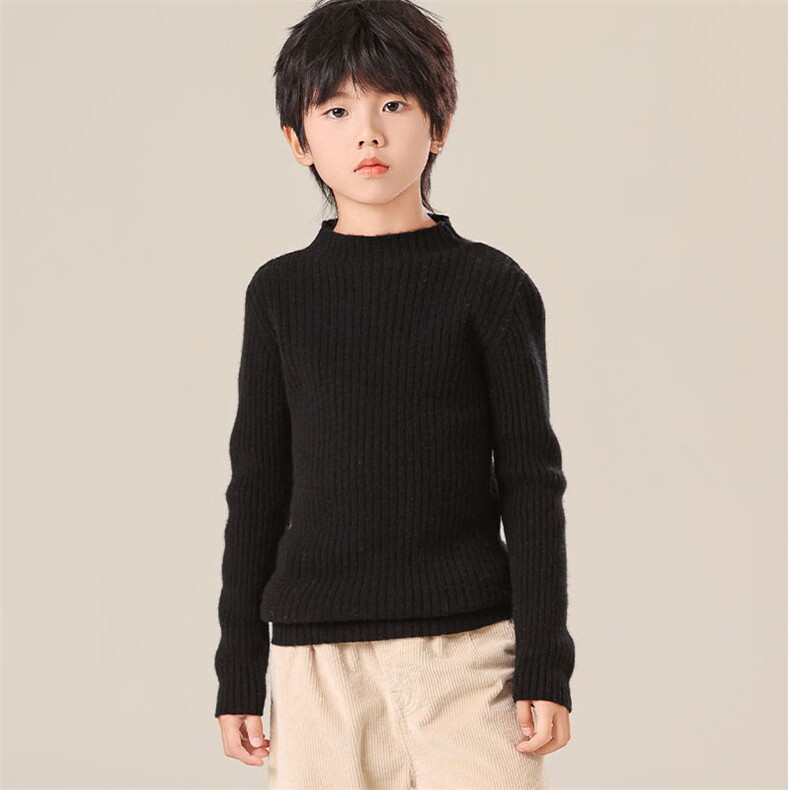 秋冬新款儿童羊绒衫35%羊绒抽条半高领男女童保暖毛衣，童装儿童羊绒衫，群鹿羊绒