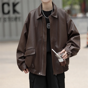 A802-P68 机车服皮衣外套男秋季新款美式复古夹克宽松长袖上衣图片
