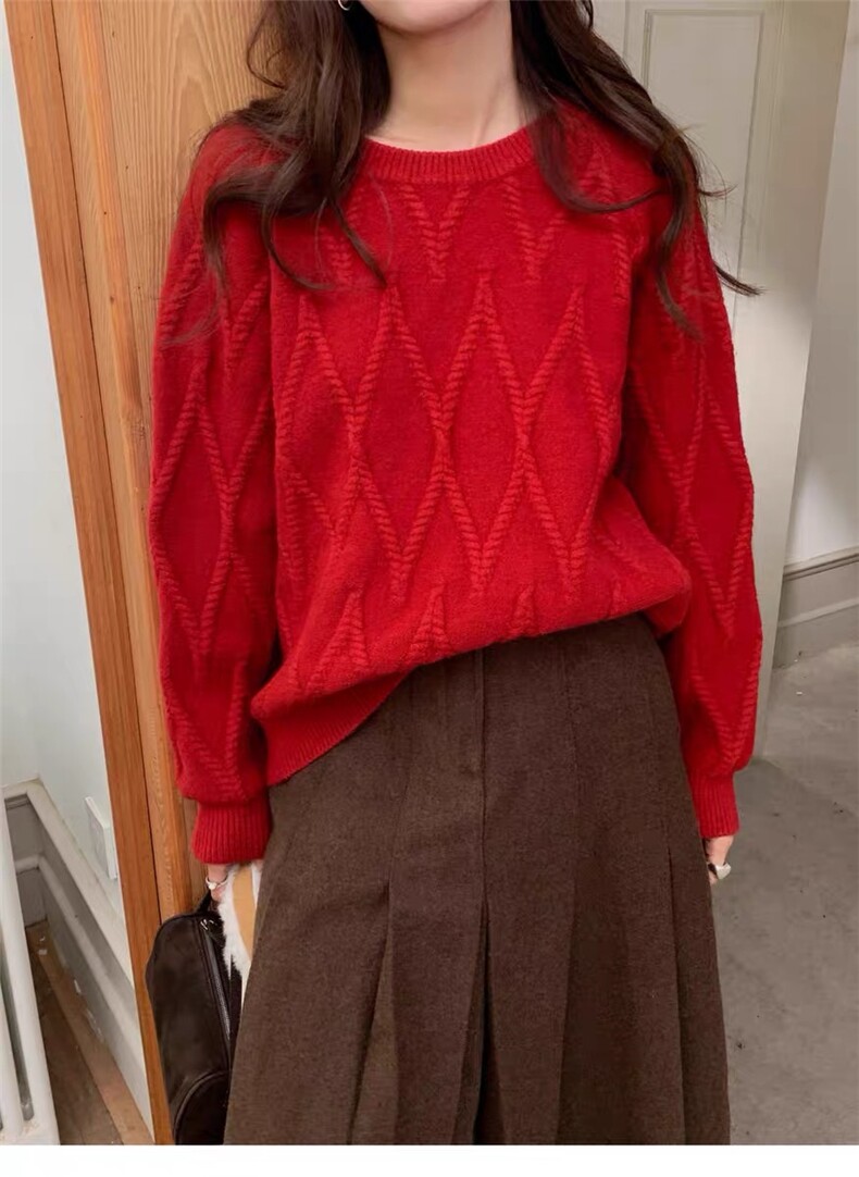 2025百搭时尚简约菱形针织衫百搭，女装针织衫/毛衣，思途羊绒