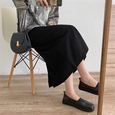 2021秋季新款高腰遮胯显瘦A字职业包臀开叉半身裙，女装半身裙，L·H·X