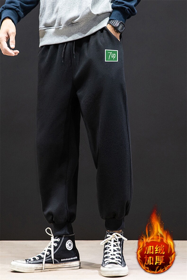 K12058-P40加绒P50束脚纯棉运动裤男士休闲裤大码宽松卫裤男,男装休闲裤,电商A040A