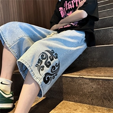 D2039-p48-控68现货风宽松cleanfit牛仔裤七分裤黑暗，男装牛仔裤，星座116