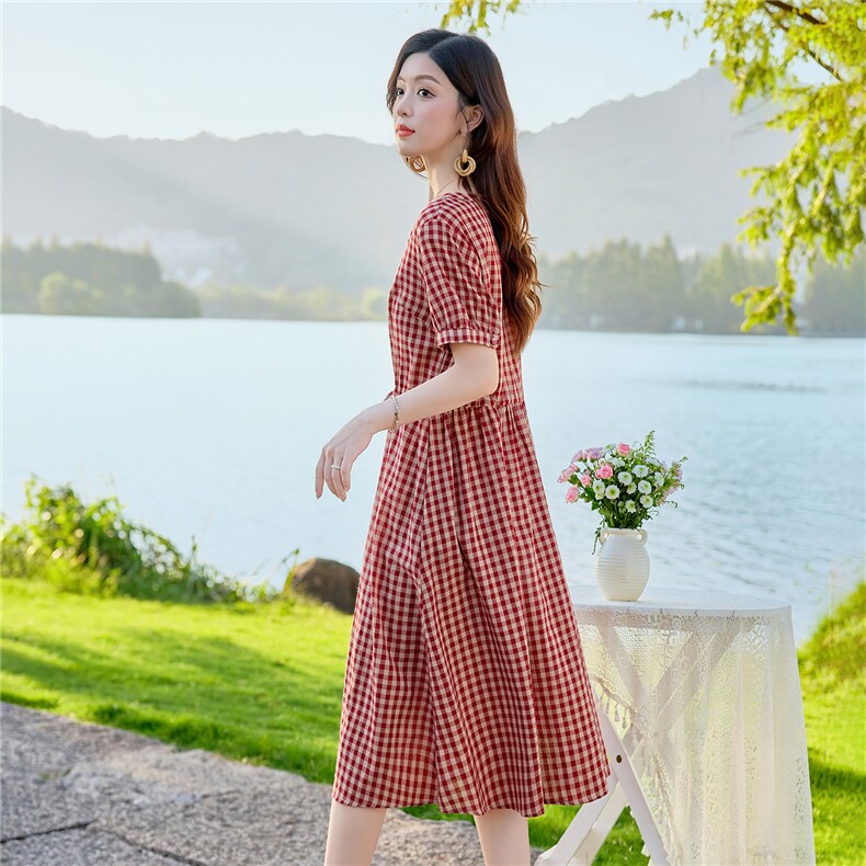 6303时尚显瘦格纹连衣裙,女装连衣裙,倪叶myz