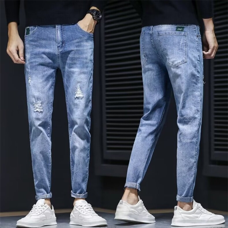 218-1-P43-NK121秋款时尚休闲潮男百搭牛仔小脚裤图片