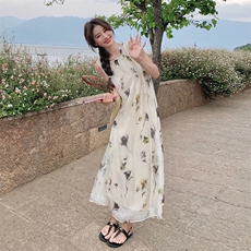 花色连衣裙2893款P110K198，女装连衣裙，诺蝶