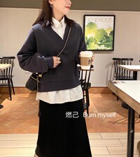 冬装加绒拼接假两件卫衣，女装卫衣/绒衫，燃已