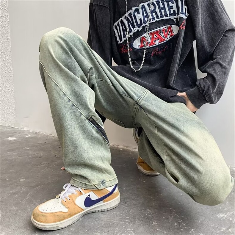 美式黄泥染牛仔裤男修身小脚vibe高街设计潮牌裤子NZ079-P48,男装牛仔裤,星座1103-2