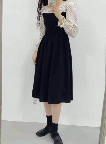 现货秋款假两件连衣裙，女装连衣裙，晗梦轩