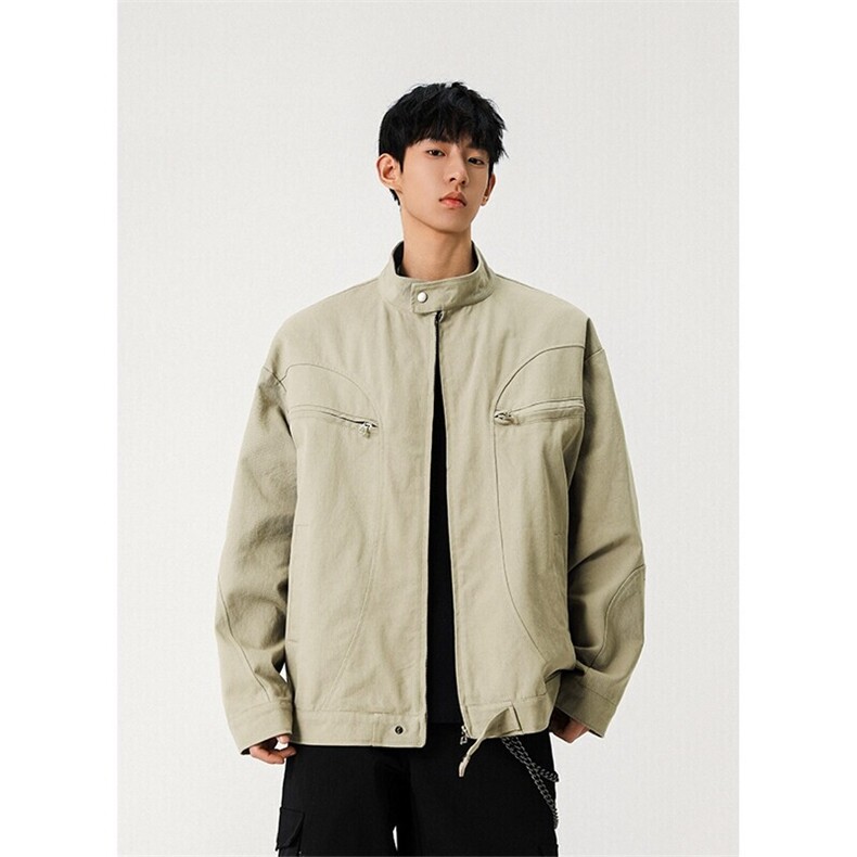 男立领水洗短款袖型国潮美式夹克秋季春秋工装户外，男装夹克，电商A001