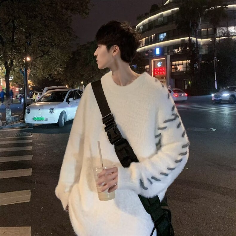 美式街头设计感圆领毛衣男慵懒风休闲针织衫M2240P60,男装针织衫/毛衣,星座1116-2